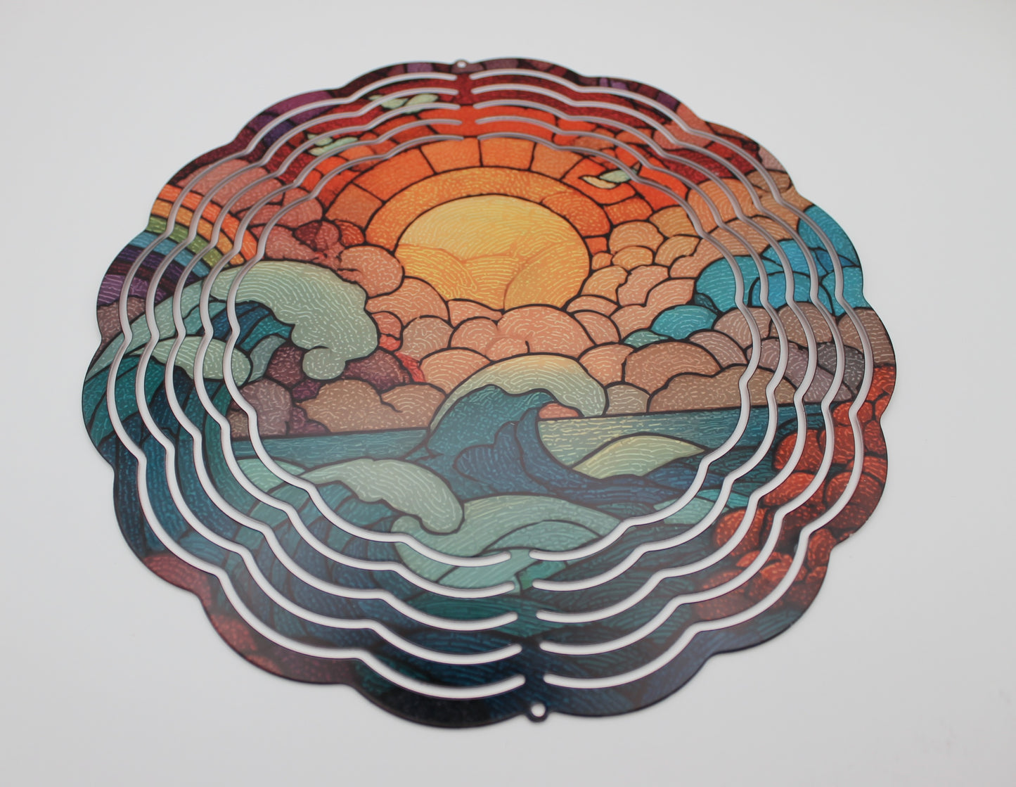 8_WindSpinner_StainedGlass with rainbow of colors and ocean design